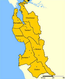 Map of the Main Ohlone/Costanoan Languages